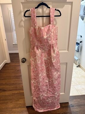 LulaKate Beckett Bridesmaid Dress Pink Metallic Floral Size 6 NWT Custom
